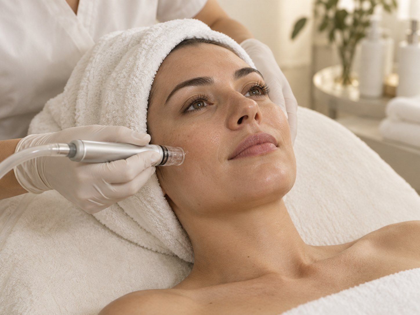 A hydrating facial treatment in progress